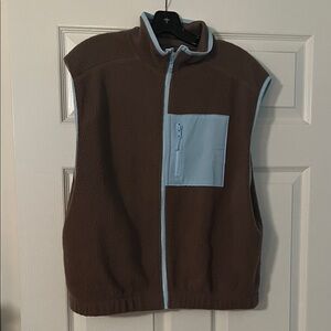 SO Brown Fleece Vest with Blue Accents